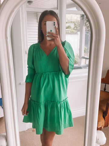 Green Ruffle Mini Dress