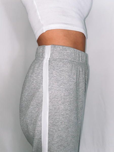 Simple Thick Ribbed Wide Leg Pants